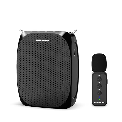 ZOWEETEK Voice Amplifier with Wireless Lavalier Lapel Microphone for Teachers,Personal Microphone System,Portable Speaker Clip On Microphone,Mini Voice Amplifier for Speech, Meeting,Yoga