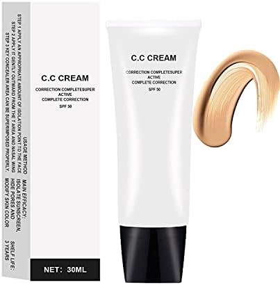 Skin Tone Adjusting CC Cream SPF 50,Cosmetics CC Cream, Colour Correcting Self Adjusting for Mature Skin, All-In-One Face Sunscreen and Foundation ,Pre-makeup Primer Moisturizing Skin Concealer Brightening Skin Tone (Natural)