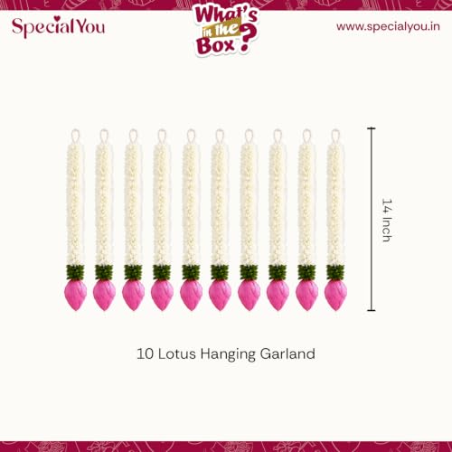 Image of SpecialYou Ganpati Decoration Setup for Home with Lotus Hanging- Pack of 10 Ganesh Decorations Pooja Room Decorations Items, Artificial Flowers for Decor Hanging, Ganpati Decoration Backdrop