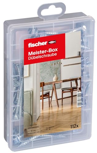 fischer Meister-Box Dübelschrauben, 112-teiliges Schraubenset, 6-10 mm Durchmesser, 35-69 mm Länge, für alle fischer-Dübel, für Heimwerker und Profis, kompatibel mit DuoPower- SX Plus- UX-Dübel fischer Meister-Box Dübelschrauben, 112-teiliges Schraubenset, 6-10 mm Durchmesser, 35-69 mm Länge, für alle fischer-Dübel, für Heimwerker und Profis, kompatibel mit DuoPower- SX Plus- UX-Dübel
