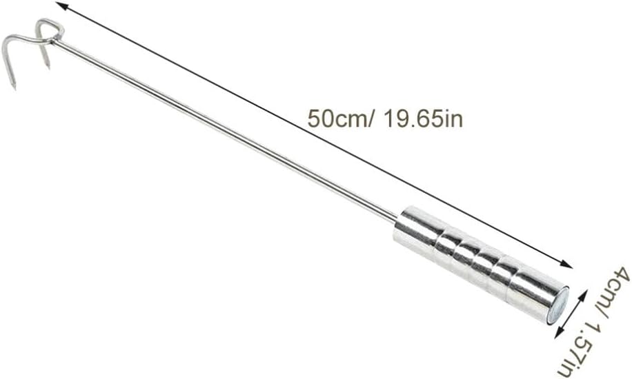 BESPORTBLE BBQ Skewers Grilling Pigtail Food Flipper Meat Hook Stainless Steel Food Turner Hook Cooking Barbecue Turners Hooks Grill Accessories for BBQ Grilling 50cm