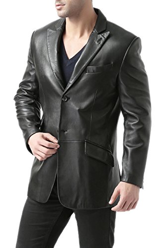 BGSD Men Hugh 2-Button Lambskin Leather Blazer Sport Coat Jacket (Also available in Big and Tall and Short)3