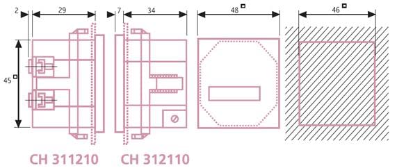 Cuentahoras trascuadro Dinuy boîtier robuste 46 x 46 230 V 50 Hz - 3
