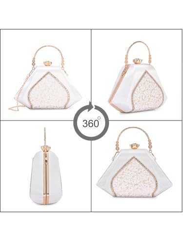 Image of TOOBA Handicraft Women's Beautiful Bling Box Clutch Bag | Evening Bag, Bridal Purse & Party Handbag | Wedding & Special Occasion Clutch (Mix Pyramid)