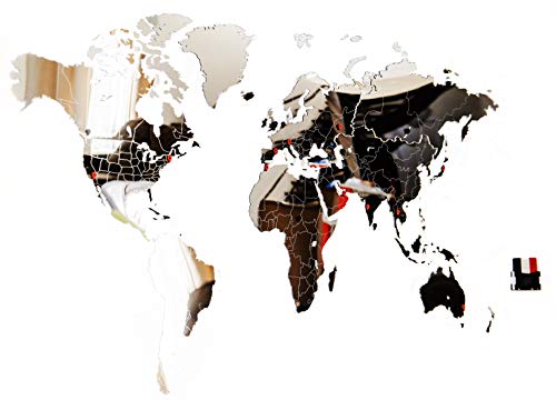MiMi Innovations Decoración de Pared de Mapa del Mundo de Espejo 130x78 cm/51.2x30.8 Pulgadas | Espejo