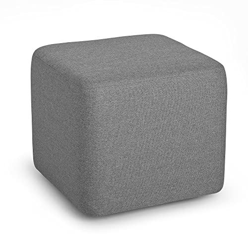 Poppin Block Party Lounge Ottoman - Gray, 19' L x 19' D x 17' H, Durable Woven Fabric, Powder-Coated Steel Legs, Perfect for Reception, Lounge Areas, and Break-Out Spaces