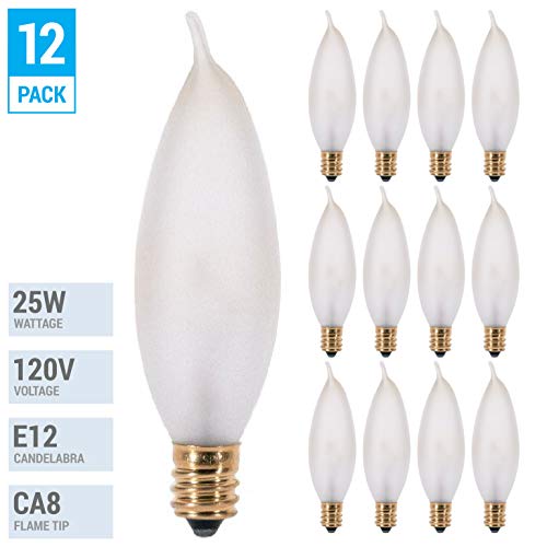 Kor FBA_23427 Pack Of 12 – 25 Watt Flame Tip Shape Frosted Candelabra Light Bulbs thumb #1