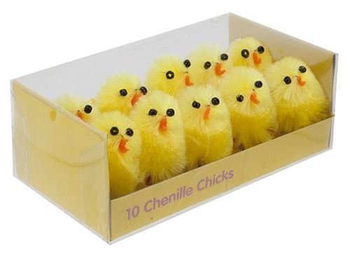 Chenille 3.5cm Yellow Easter Chicks Chicken Plush Decoration Craft Pack of 10