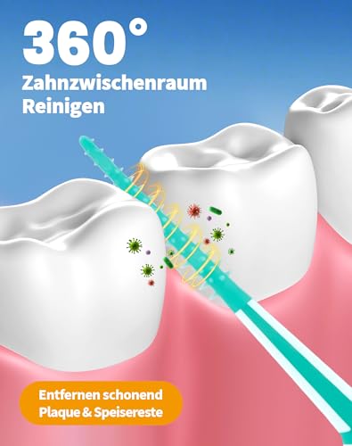 LAOYE 100 Stück SOFT Zahnsticks Minze Dental sticks Mint Interdentalreiniger Interdentalbürsten Silikon Zahnzwischenraumbürste Dentalbürste Dental Picks mit tragbarem Taschenetui