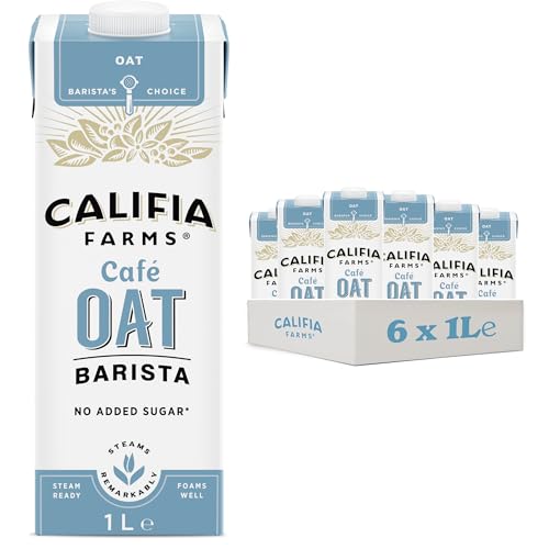 Califia Farms NEW Cafe Oat Barista Blend with Calcium - Same Great Taste, No Added Sugar, Shelf Stable, Dairy Free, Lactose Free, Vegan, Free From Plant Based Drinks (6 x 1L)