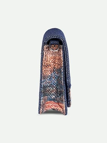 Image of ZOUK Tovi Mini Bag Wallet | Stylish Vegan Denim Crossbody Wallet for Women with Card Slots & Water-Resistant Lining | Handcrafted Small Sling Bag with Silver Chain Strap | Triund Baroque