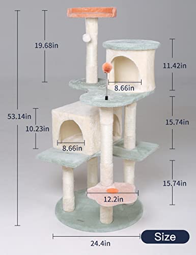 Hyabi 53 Inch Flower Cat Tree Cat Apartment Plush Habitat Kitten Amusement Platform House Furniture (Large 5 Platforms) #TOP2