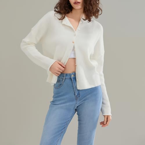Image of Women Y2k Knitted Cardigan Long Sleeve Button Down Sweater Lightweight Casual Cardigan Loose Fall Streetwear
