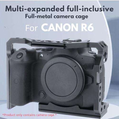 Image of Yantralay Lightweight Camera Cage for Can on R6 DSLR Camera | CNC Aluminum Rabbit Cage with Cold Shoe & 1 /4 inch 3 /8 inch Mounts | DSLR Accessories (Only Camera Rabbit Cage Included in Package)