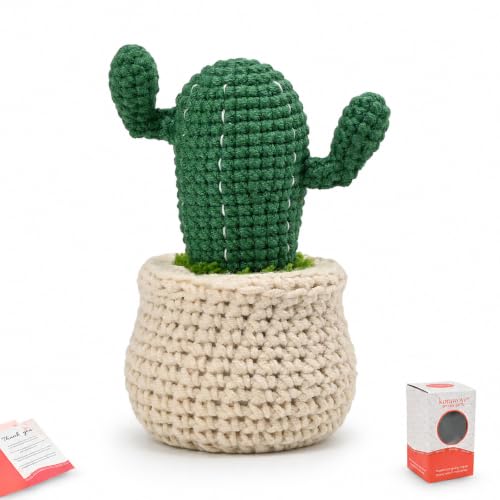 korawove Handmade Crochet Cactus Plant in Pot Inspirational Gift for Women