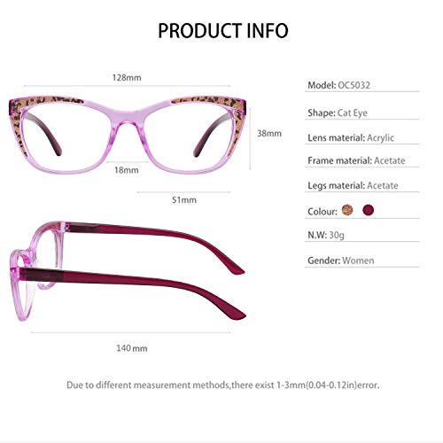 Image of OCCI CHIARI Women Reading Glasses Cateye Fashion Eyewear Frame Flash Nerd 0 1.0 1.5 1.75 2.0 2.25 2.5 3.0 4.0 5.0 6.0