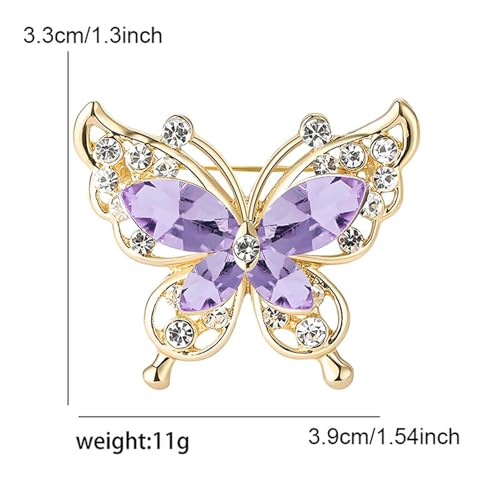 Image of coadipress Butterfly Brooch Pins Chic Romantic Elegant Rhinestone Crystal Insect Brooch Pin Women Corsage Scarf Shawl Clothing Accessories Wedding Party Banquet