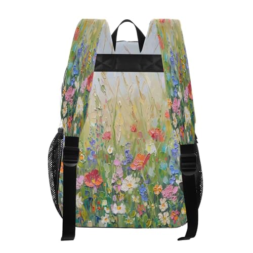 Wildflower Watercolor Oil Painting Clear Backpack Heavy Duty See Through Transparent PVC BookBag for Kids Boy Girl School Work3