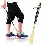 Dpofirs Calzador Universal de Largo con Cabeza de Caballo para un Levantamiento Rápido de Zapatos para Todos los Zapatos y Edades de Abedul Importado (Calzador cabeza de caballo negro 32CM)