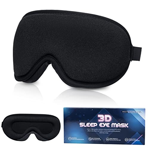 SUSNUAN Sleep Eye Mask, 3D Contoured Sleep Mask Light Blocking Sleep Mask for Women and Men, Soft and Comfortable Night Eye Blinder, Suitable for Travel, Lunch Breaks, Sleeping, Meditation, Black