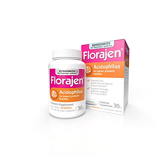 Florajen Acidophilus High Potency Refrigerated Probiotics | Supports Overall Health | 20 Billion CFUs | for Potent Probiotic Benefits | 30 Capsules