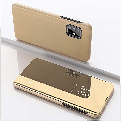 Lemaxelers Compatible With Iphone 12 Pro Max Case Mirror Design Clear View Flip Ultra Slim Protecter Shell With Kickstand Cover For Compatible With Iphone 12 Pro Max 6.7" Mirror Pu Pu Gold #TOP1