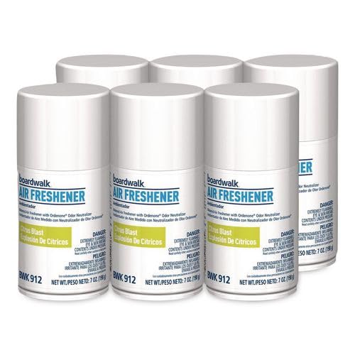 Boardwalk 7oz Metered Air Freshener Refill, 6-Pack, Fresh Linen Scent, Aerosol Spray, Fits Most Dispensers, Odor Eliminator, Made in the USA
