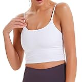 sportsnew Women Yoga Tank Tops Padded Sports Bra Workout Fitness Running Crop Top White, Large