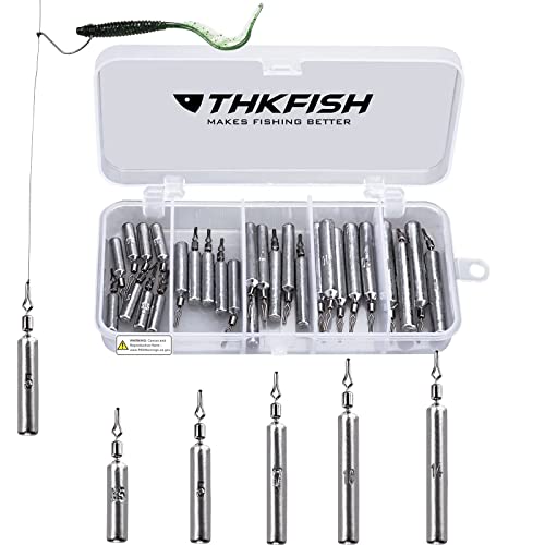THKFISH Fishing Weights Kit - Drop Shot Rig Weights - Slender Shape, 28pcs