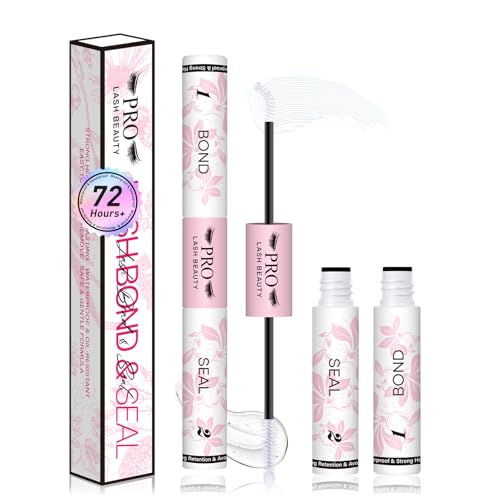 PROLASHBEAUTY Lash Cluster Glue Clear Lash Glue Lash Bond and Seal for Eyelash Clusters 2-3S Fast Drying Waterproof Strong Hold 72H+ Eyelash Glue (10ml, Clear Bond & Clear Seal)