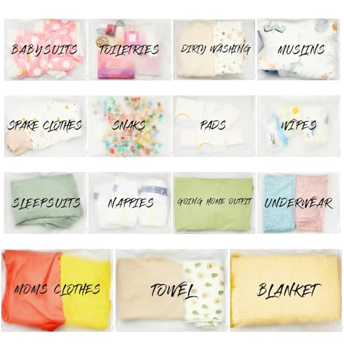 Image of 15 Pcs Hospital Bags for Labor and Delivery Resealable Birth Hospital Bag Essentials Frosted Clear Mommy Maternity Bag for Newborn Baby Shower Diaper Mom Gift Organizing