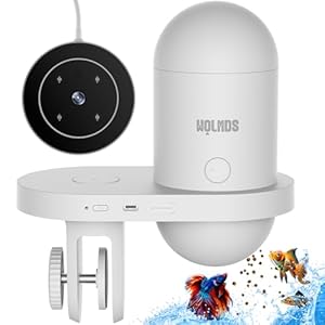 automatischer Fischfütterer mit 2.5K Kamera, App-Steuerung, feuchtigkeitsbeständiger Urlaubsfutterspender, Präzisionsfütterungssystem, visueller Monitor für Aquarien, Schildkrötenstiften (FS-2)