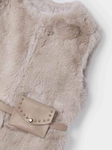 Mayoral Fur Vest with Belt for Girls Sepia2