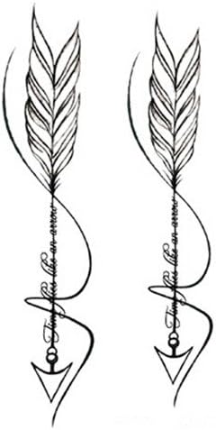 Waterproof Temporary Fake Tattoo Stickers Cool Grey Feather Arrow Design Set of 2