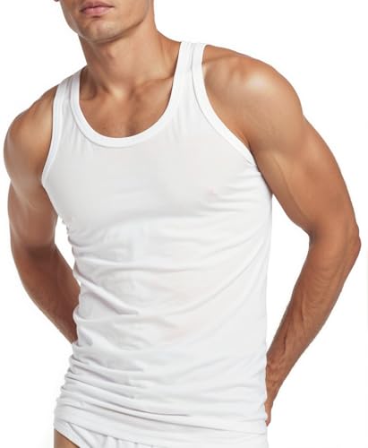 Camisetas interiores sin mangas de algodón para hombre pack de 3 y 6 chalecos atléticos blancos