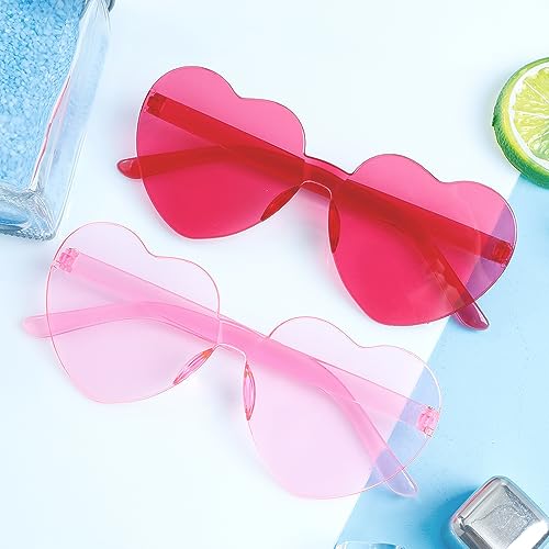 2 Pack Hot Pink Heart Shaped Sunglasses for Women - Perfect for Bachelorette Party Decorations2