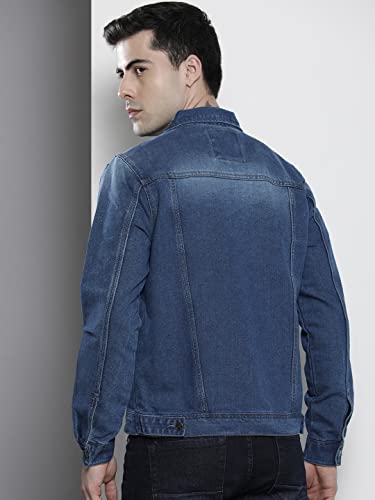 Image of The Indian Garage co MenSlim Fit Solid Denim Trucker Jacket