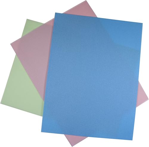 Image of KCS 3 pc of 12 inch x 18 inch(30cmx45cm) 16CT Counted Cotton Aida Cloth Cross Stitch Fabric (Light Blue+Pink+Light Green)