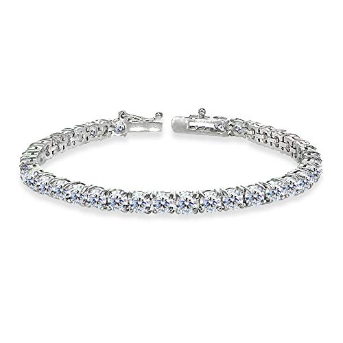 B. BRILLIANT Sterling Silver Round-cut Classic Tennis Bracelet for Women Made with AAA Cubic Zirconia