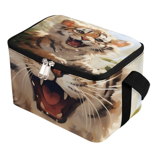 GzLeyigou Lunch Bags for Women Men 9 Cans,Animal Tiger Hot & Cold Food Delivery Bag Insulated Grocery Bag Insulated Lunch Box Small Tiger Cooler Bag for Office Work Picnic Beach