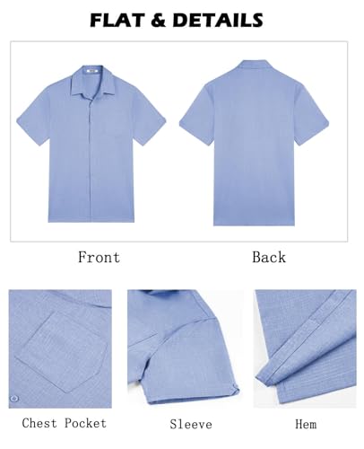 Image of COOFANDY Men's Button Down Shirts Short Sleeve Casual Shirts Summer Beach Linen Shirts with Pocket