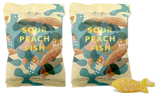 Bon Bon Swedish Candy Sour Peach Fish Vegan Candy, Sour Gummy Candy from Sweden 5.2 Ounce (Pack of 2) image 4