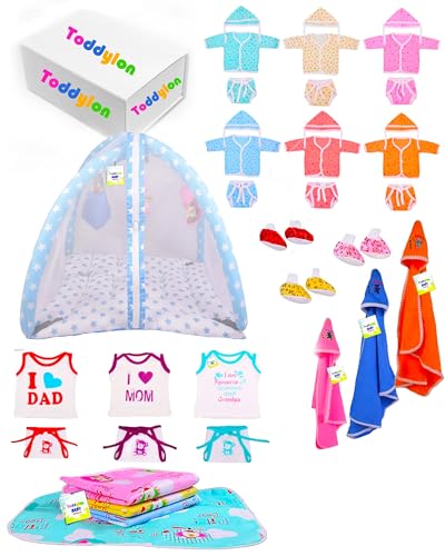 Image of Toddylon All in One Daily Essential in One Pack 36 in 1 New Born Baby Products Gift Packs | Hospital Kit Combo | Infants Boys Girls | Perfect for Newborns | Ideal for 0-6 Months (Blue)