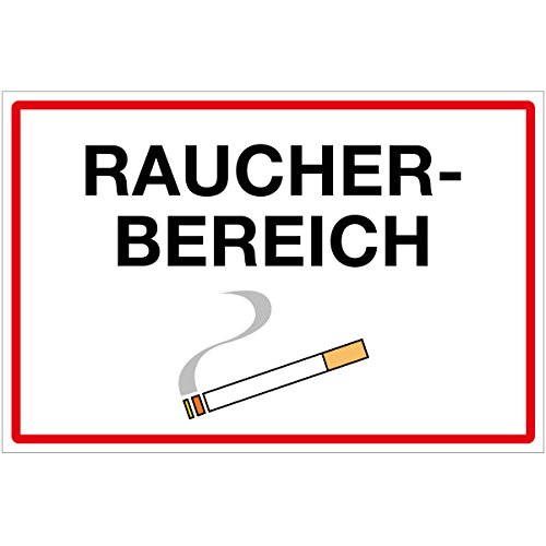WANDKINGS Hinweisschild - Raucherbereich - stabile Aluminium Verbundplatte - Wähle eine Größe - 20x15 cm