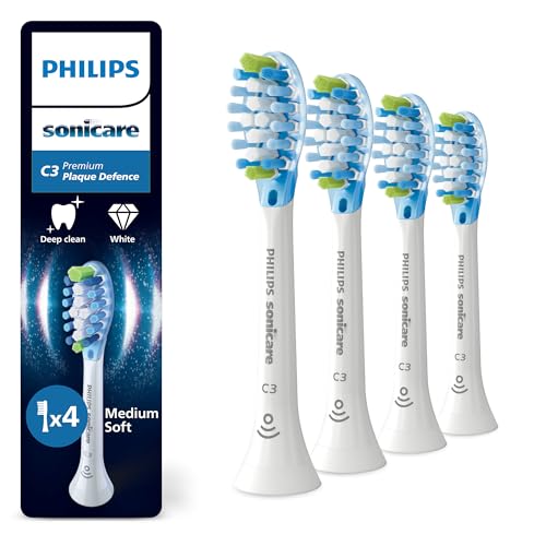 Philips Sonicare C3 Premium Plaque Defence - têtes de brosse à dents de rechange d'origine, blanc, lot de 4, HX9044/87
