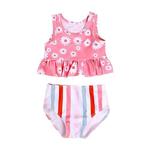Roupa de banho para meninas, 2 peças, parte de baixo de biquíni com cordão, estampa de gota d'água