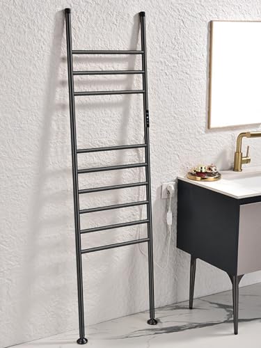 Toallero térmico independiente, calentador eléctrico de 9 bares, con pantalla ajustable a 4570 °C, temporizador de 024 horas, IPX4, impermeable, elegante, diseño negro para una comodidad lujosa