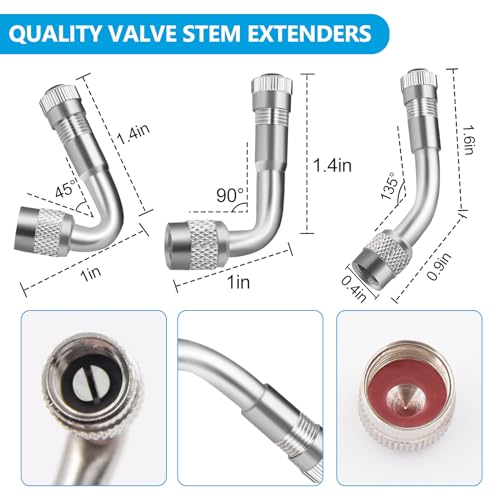 Image of 12 inch Tire Valve Extension, Tire Valve Stem Extension with 90 Degree Valve Extender for Car Truck Motorhome Trailer RV