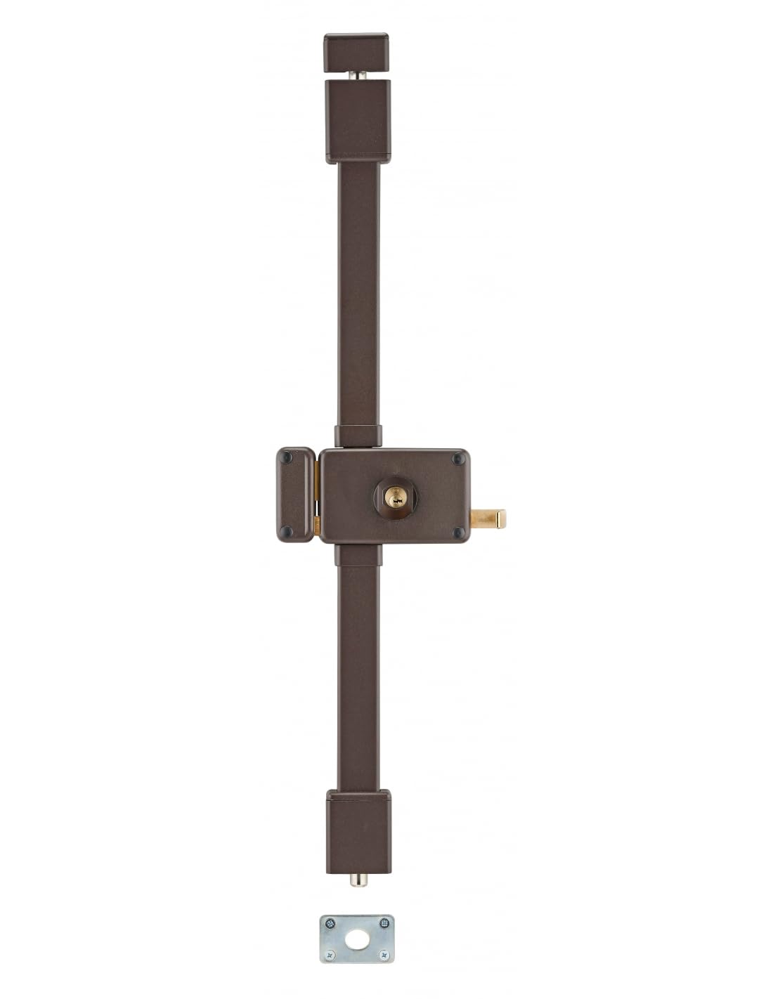 THIRARD - Serrure en Applique Horga à Tirage pour Porte d'Entrée - Gauche - 3 Points - Transit2 Ø23 mm - Axe 70 mm - Marron - 4 Clés - Mécanisme Sécurisé - Installation Facile