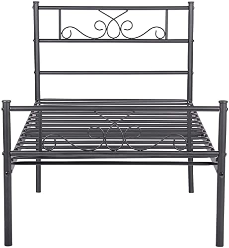 Weehom Twin Size Bed Frame With Headboard Black Platform Bed Standard Steel Bed For Kids Girls Boys No Box Spring Needed #TOP5